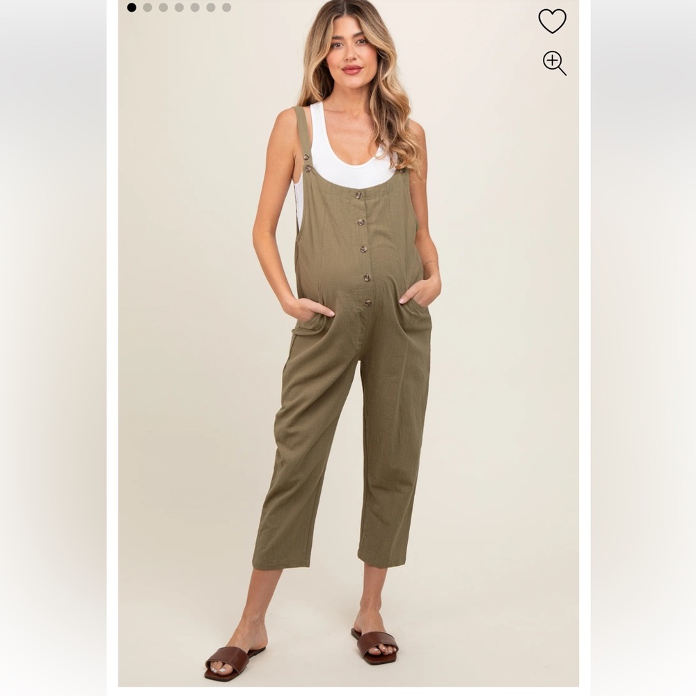 Olive Green 100% cotton Cropped Jumpsuit - maternity and post bump friendly